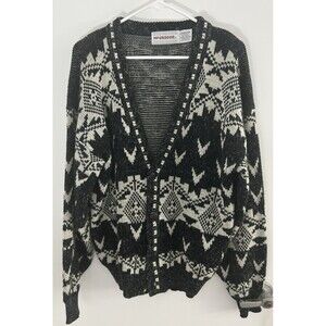 vintage MCGREGOR black white  KNIT SWEATER medium Cottagecore grandpacore